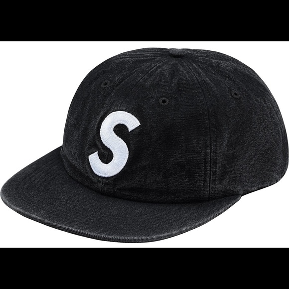 Supreme Washed Chambray S Logo 6-Panel Black SS18